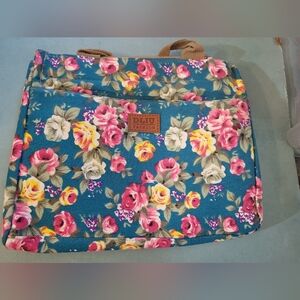 Fashion Floral Women's Tote Bag - Blue and Pink